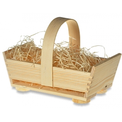 Drevený košík s rúčkou + drevená vlna