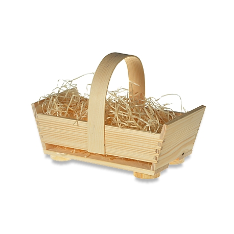 Drevený košík s rúčkou + drevená vlna