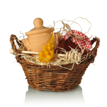 Darčekový košík s medom a medníkom